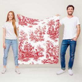 Red Toile Fleece Deken