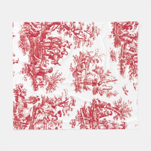 Red Toile Fleece Deken (Voorkant (Horizontaal))