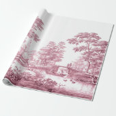 Red Toile Franse ontkoppeling Cadeaupapier (Uitgerold)