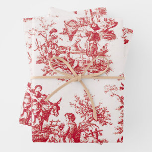 Red Toile Inpakpapier Vel