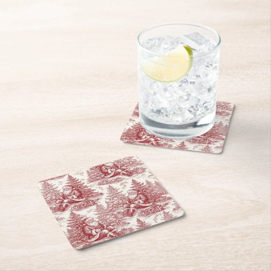 Red Toile Kartonnen Onderzetters (Insitu)