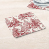 Red Toile Kartonnen Onderzetters (Schuin)