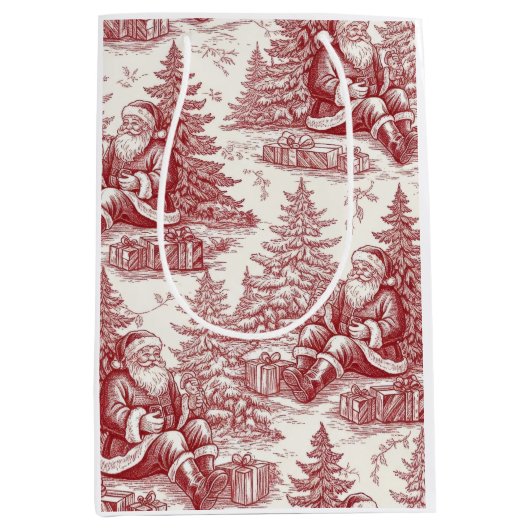 Red Toile Medium Cadeauzakje (Voorkant)