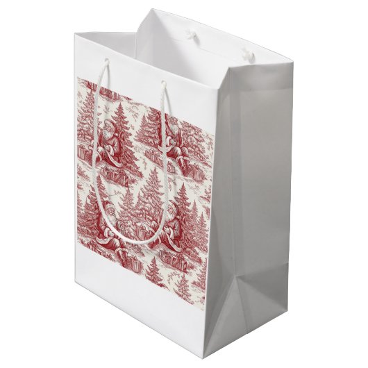 Red Toile Medium Cadeauzakje (Achterkant Gekanteld)