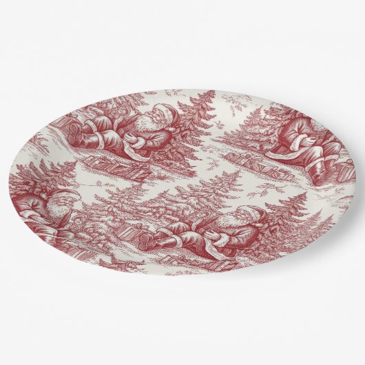 Red Toile Papieren Bordje (Gekanteld)