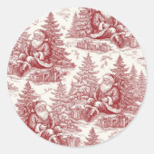 Red Toile Ronde Sticker (Voorkant)