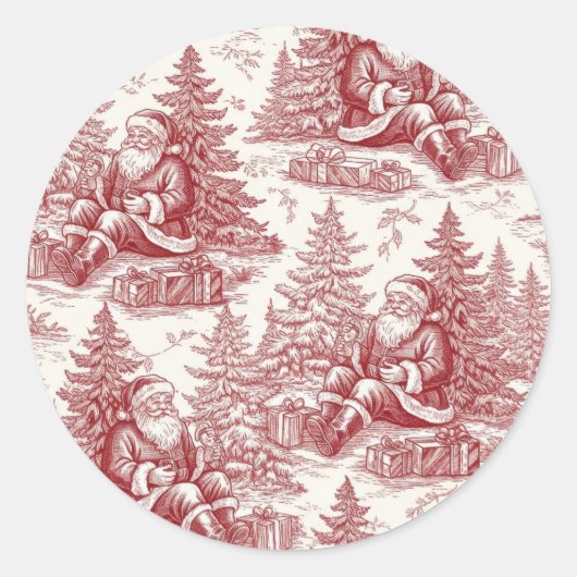 Red Toile Ronde Sticker (Voorkant)