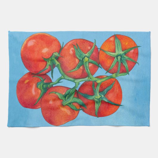 Red Tomaten blue Kitchen Towel Theedoek (Horizontaal)