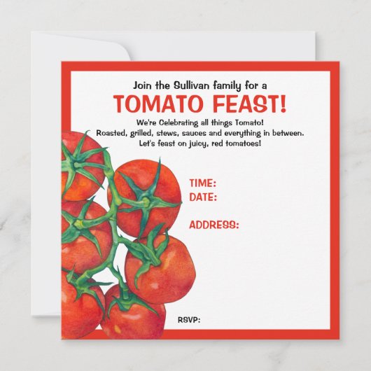 Red Tomaten Feast Invitation Card Kaart (Voorkant)