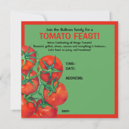 Red Tomaten green feast Invitation Card Kaart