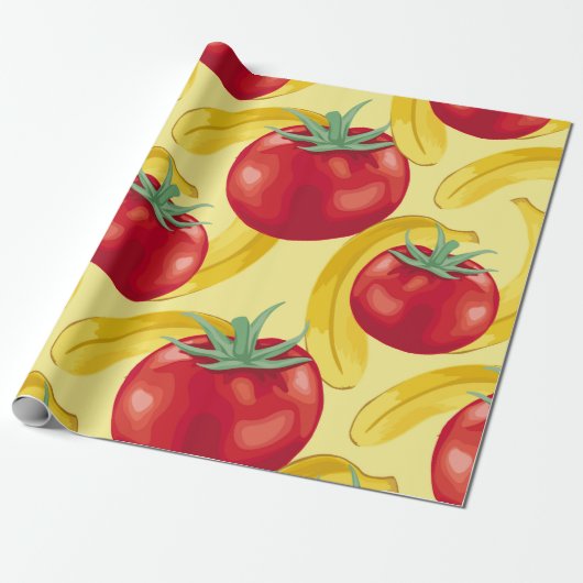 Red tomato and fruits seamless pattern designabstr cadeaupapier (Uitgerold)