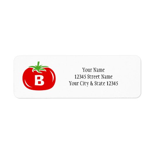 Red tomato custom monogram retour adreslabels etiket (Voorkant)