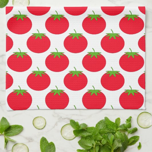 Red Tomato Pattern. Theedoek (Gevouwen)