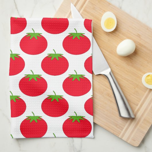 Red Tomato Pattern. Theedoek (Quarter Fold)