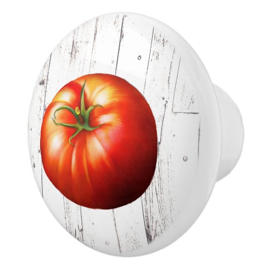 Red TOMATO White Wood Rustisch Farmhouse Kitchen Keramische Knop (Rechts)