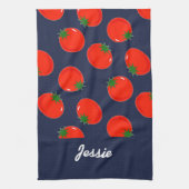 Red tomatoen on blue theedoek (Verticaal)