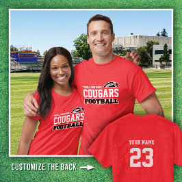 Red Tomball High School Cougars Football naam # T-shirt