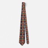 Red Tones Retro Ikat Pattern Monogram Initialen Stropdas (Voorkant)