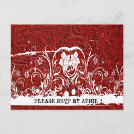 Red Tooled Leather RSVP Uitnodiging Briefkaart