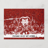 Red Tooled Leather RSVP Uitnodiging Briefkaart (Voorkant)