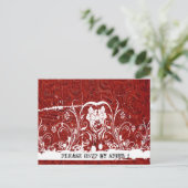 Red Tooled Leather RSVP Uitnodiging Briefkaart (Staand voorkant)