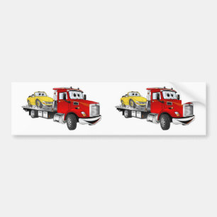 Red Tow Truck Flatbed Cartoon Bumpersticker