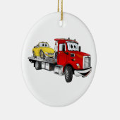 Red Tow Truck Flatbed Cartoon Keramisch Ornament (Rechts)