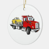 Red Tow Truck Flatbed Cartoon Keramisch Ornament (Links)