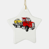 Red Tow Truck Flatbed Cartoon Keramisch Ornament (Rechts)