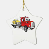 Red Tow Truck Flatbed Cartoon Keramisch Ornament (Links)