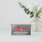 Red Tow Truck | Metaalgrens Visitekaartje (Staand voorkant)
