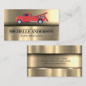 Red Tow Truck | Metallic achtergrond Visitekaartje (Voorkant / Achterkant)