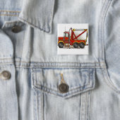 Red Tow Truck Wrecker Pins Vierkante Button 5,1 Cm (In situ)