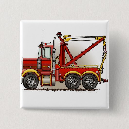 Red Tow Truck Wrecker Pins Vierkante Button 5,1 Cm (Voorkant)