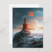 Red Tower Moons Landschap Fantasy Art Briefkaart (Voorkant / Achterkant)