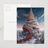 Red Tower Winter Landscape Fantasy Art Briefkaart (Voorkant / Achterkant)