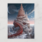 Red Tower Winter Landscape Fantasy Art Briefkaart (Voorkant)