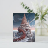 Red Tower Winter Landscape Fantasy Art Briefkaart (Staand voorkant)