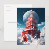 Red Tower Winter Landscape Fantasy Art Briefkaart (Voorkant / Achterkant)