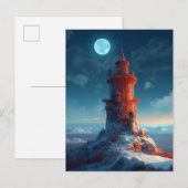 Red Tower Winter Landscape Fantasy Art Briefkaart (Voorkant / Achterkant)