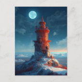 Red Tower Winter Landscape Fantasy Art Briefkaart (Voorkant)