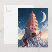 Red Tower Winter Landscape Fantasy Art Briefkaart (Voorkant / Achterkant)