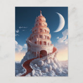 Red Tower Winter Landscape Fantasy Art Briefkaart (Voorkant)