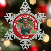 Red Track & Field Photo High School Athlete Tin Sneeuwvlok Ornament