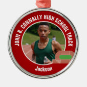 Red Track & Field Photo High School Christmas Metalen Ornament (Voorkant)
