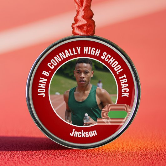 Red Track & Field Photo High School Christmas Metalen Ornament