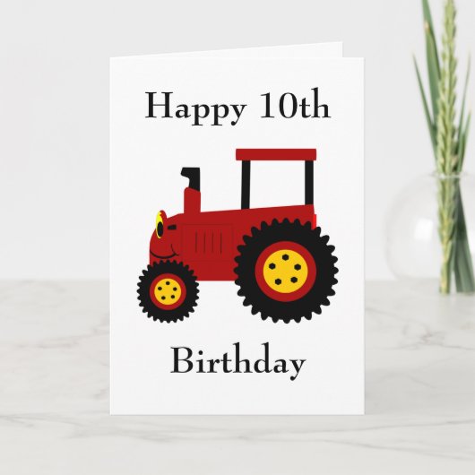 Red Tractor 10th Birthday Card Kaart (Voorkant)