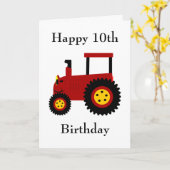 Red Tractor 10th Birthday Card Kaart (Gele Bloem)