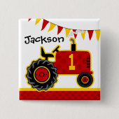 Red Tractor 1st Birthday Vierkante Button 5,1 Cm (Voorkant)