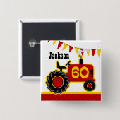 Red Tractor 60th Birthday Vierkante Button 5,1 Cm (Voorkant /achterkant)